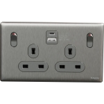 Schneider Electric 施耐德電氣 NUX25DACQUS_SS UNICA X 13A 250V~ 雙位雙極開關插座連USB A+C 21W (炫星銀)